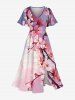 Ensemble de plage hawaïen assorti grande taille à imprimé ombré de fleurs pour couples - Rose  