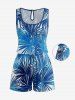 Matching Hawaii Shirt and Romper Beach Outfit Tropical Leaf Printed for Couples -  