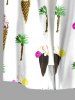 Ensemble de plage hawaïen assorti grande taille à imprimé crème glacée et noix de coco pour couples - Blanc 