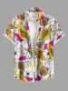 Ensemble de plage hawaïen assorti grande taille à imprimé fleurs de papaye pour couples - Jaune 