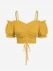Ensemble de plage hawaïen assorti grande taille à imprimé fleurs de papaye pour couples - Jaune 