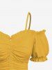 Ensemble de plage hawaïen assorti grande taille à imprimé fleurs de papaye pour couples - Jaune 