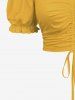 Ensemble de plage hawaïen assorti grande taille à imprimé fleurs de papaye pour couples - Jaune 