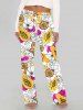 Ensemble de plage hawaïen assorti grande taille à imprimé fleurs de papaye pour couples - Jaune 
