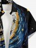 Plus Size Piano Music Symbol Spiral Galaxy Guitar Print Hawaii Button Pocket Shirt For Men -  