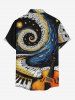 Plus Size Piano Music Symbol Spiral Galaxy Guitar Print Hawaii Button Pocket Shirt For Men -  
