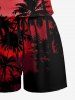 Coconut Tree Ombre Sky Print Hawaii Drawstring Pocket Romper -  