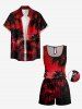 Coconut Tree Ombre Sky Print Hawaii Drawstring Pocket Romper -  
