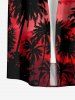 Plus Size Coconut Tree Ombre Sky Print Hawaii Button Pocket Shirt For Men -  