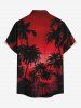 Plus Size Coconut Tree Ombre Sky Print Hawaii Button Pocket Shirt For Men -  