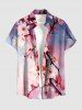 Chemise hawaïenne grande taille pour homme, à fleurs, imprimé ombré, boutons et poche. - Rose  2XL