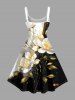 Plus Size Flowers Leaf Colorblock Print Hawaii Tank Dress -  