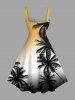 Robe débardeur hawaïenne à imprimé ombré de cocotiers grande taille - café lumière 6X