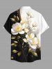 Chemise hawaïenne grande taille pour homme, à imprimé floral et feuilles colorblock, boutons et poche. - Blanc 2XL