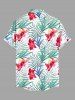 Chemise hawaïenne grande taille pour homme, à imprimé de fleurs d'hibiscus et de feuilles, avec boutons et poche. - Vert 2XL