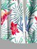 Chemise hawaïenne grande taille pour homme, à imprimé de fleurs d'hibiscus et de feuilles, avec boutons et poche. - Vert 2XL