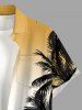 Chemise hawaïenne grande taille pour homme, imprimé ombré cocotier, boutons et poche. - café lumière L