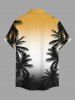 Chemise hawaïenne grande taille pour homme, imprimé ombré cocotier, boutons et poche. - café lumière 2XL