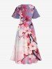 Flowers Brach Ombre Print Split Hawaii Midi Dress -  