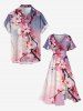Flowers Brach Ombre Print Split Hawaii Midi Dress -  