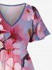 Flowers Brach Ombre Print Split Hawaii Midi Dress -  