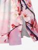 Flowers Brach Ombre Print Split Hawaii Midi Dress -  