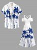 Robe longue hawaïenne à imprimé cocotier, épaules dénudées et bretelles croisées, grande taille - Blanc 6X