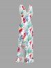 Robe hawaïenne à imprimé de fleurs d'hibiscus et de feuilles, à volants et fente cache-cœur - Vert XS