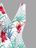 Robe hawaïenne à imprimé de fleurs d'hibiscus et de feuilles, à volants et fente cache-cœur - Vert XS