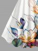 Robe hawaïenne grande taille à imprimé fleurs de lotus et feuilles - Blanc L