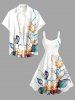 Robe hawaïenne grande taille à imprimé fleurs de lotus et feuilles - Blanc L
