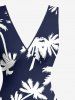 Robe hawaïenne à imprimé cocotiers et à volants fendue - Cadetblue XXXL
