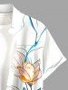 Chemise hawaïenne à imprimé de feuilles de lotus et grandes tailles avec poche boutonnée pour homme - Blanc M