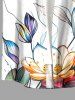Chemise hawaïenne à imprimé de feuilles de lotus et grandes tailles avec poche boutonnée pour homme - Blanc 5XL