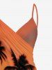 Plus Size Coconut Tree Ombre Dusk Sunset Print Hawaii Convertible Beach Cover Up - Orange XXS