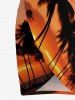 Plus Size Coconut Tree Ombre Dusk Sunset Print Hawaii Convertible Beach Cover Up - Orange XXS