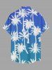 Coconut Tree Ombre Print Hawaii Button Pocket Shirt For Men - Bleu Ciel 2XL