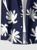 Chemise hawaïenne à imprimé cocotier et poches boutonnées grande taille pour hommes - Cadetblue S