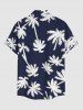 Chemise hawaïenne à imprimé cocotier et poches boutonnées grande taille pour hommes - Cadetblue S
