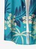 Chemise à poches boutons grande taille pour homme, imprimée de fleurs d'hibiscus et de feuilles tropicales, style hawaïen. - Turquoise L