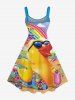 Plus Size Duck Flower Ombre Rainbow Letter Print Hawaii A Line Dress -  