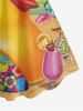 Plus Size Duck Flower Ombre Rainbow Letter Print Hawaii A Line Dress -  
