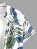 Plus Size Coconut Tree Tropical Leaf Print Buttons Pocket Hawaii Shirt For Men -  