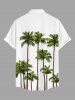 Chemise hawaïenne grande taille à imprimé cocotiers, boutons et poches pour homme - Blanc XL