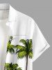 Chemise hawaïenne grande taille à imprimé cocotiers, boutons et poches pour homme - Blanc XL