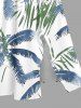 Robe mi-longue hawaïenne fendue à imprimé tropical feuille de cocotier, grande taille - Bleu L