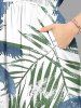 Robe mi-longue hawaïenne fendue à imprimé tropical feuille de cocotier, grande taille - Bleu L