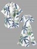 Robe mi-longue hawaïenne fendue à imprimé tropical feuille de cocotier, grande taille - Bleu L