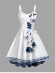 Robe hawaïenne grande taille à imprimé floral et branches - Blanc XXS