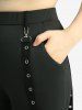 Haut texturé à manches longues et ourlet tulipe froncé et leggings patchwork en résille ajourée à motif tête de mort - Tenue grande taille - Bleu profond 